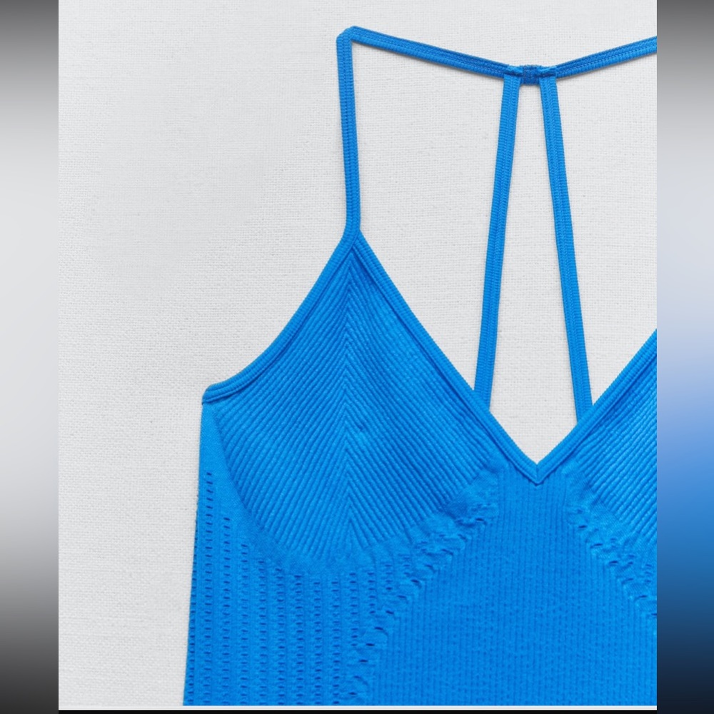 Zara electric blue perforated seamless bodysuit - Picture 6 of 9